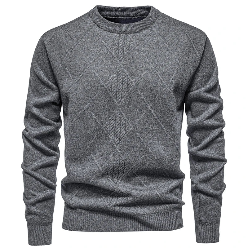 Thick Knit Geometric Pullover - Men's Warm Casual Sweater
