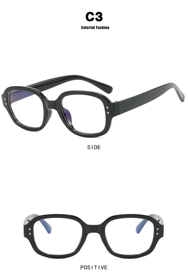 Retro Oval Glasses Frame - Modern Concave Design for Women