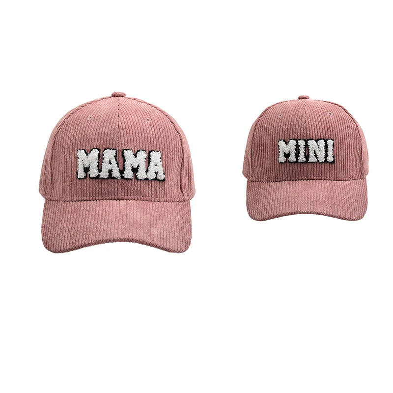 Parent-Child Kids Adult Hats Leopard/Letter Printed Corduroy Baseball Caps Outdoor