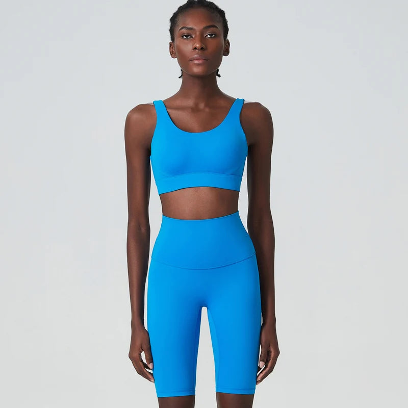 Women's 2-Piece Super Stretch Fitness Set - Short Top & Shorts Yoga Suit
