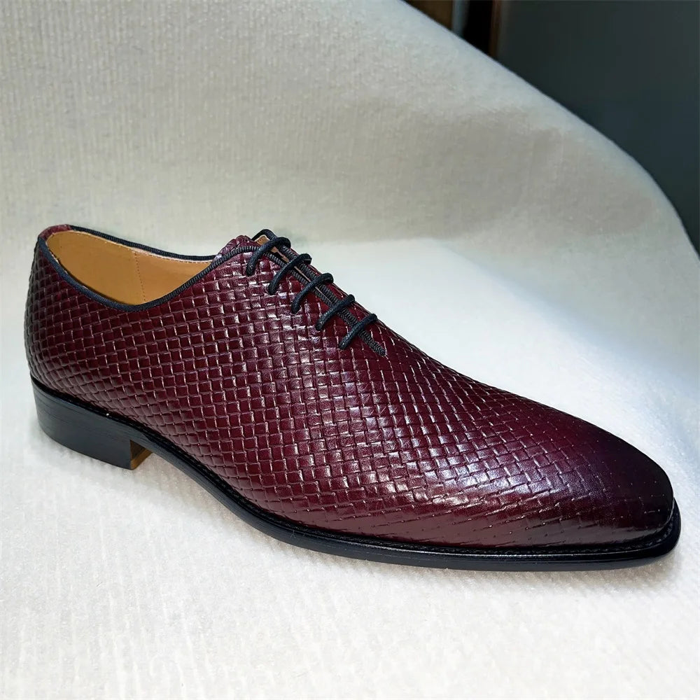 Handmade Pointed Toe Lace-Up Leather Oxford Dress Shoes