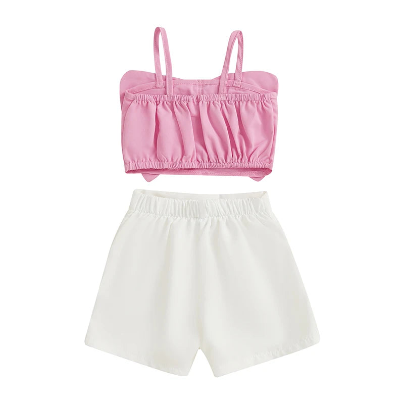 Kids Girls Summer Clothes Set 0-5Y  Butterfly Cami Top with Shorts 2PCS Set