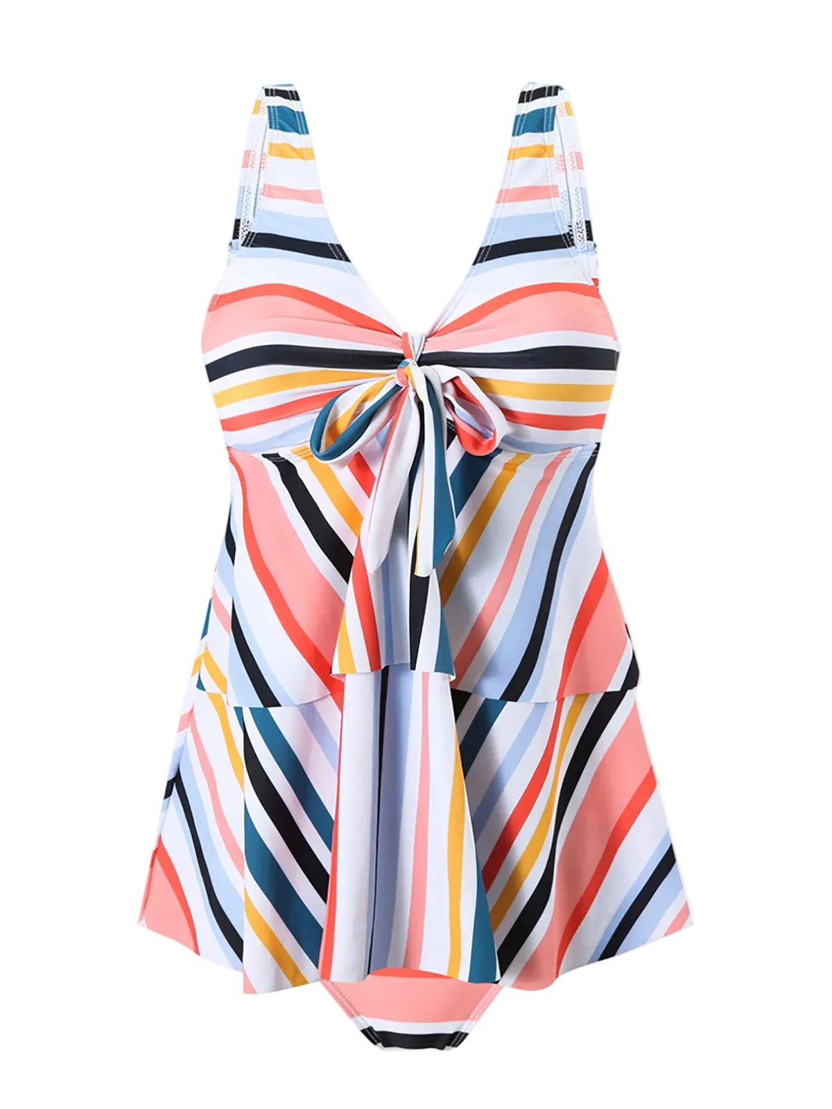 Women's Rainbow Stripe V-Neck Bikini Set - Padded Two-Piece