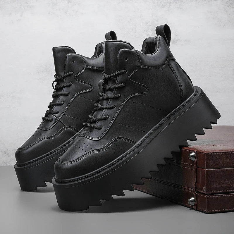 Men’s Casual Platform High Top Skateboard Vulcanized Sport Shoes Lace Up Sneakers