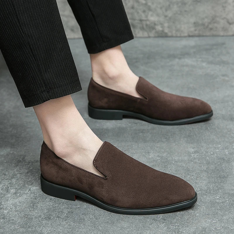 Men's Suede Leather Slip-On Loafers - Business Boat Shoes