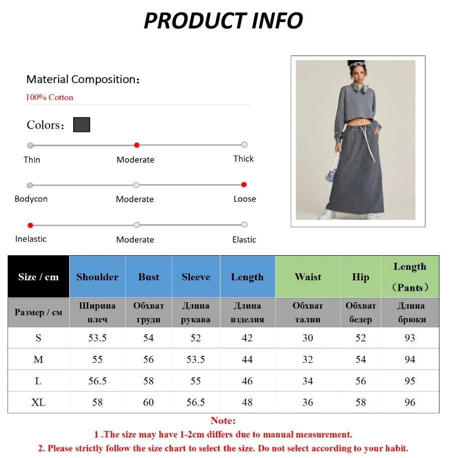 Women's Round Neck Long Sleeved Pullover Top and  Skirt Set