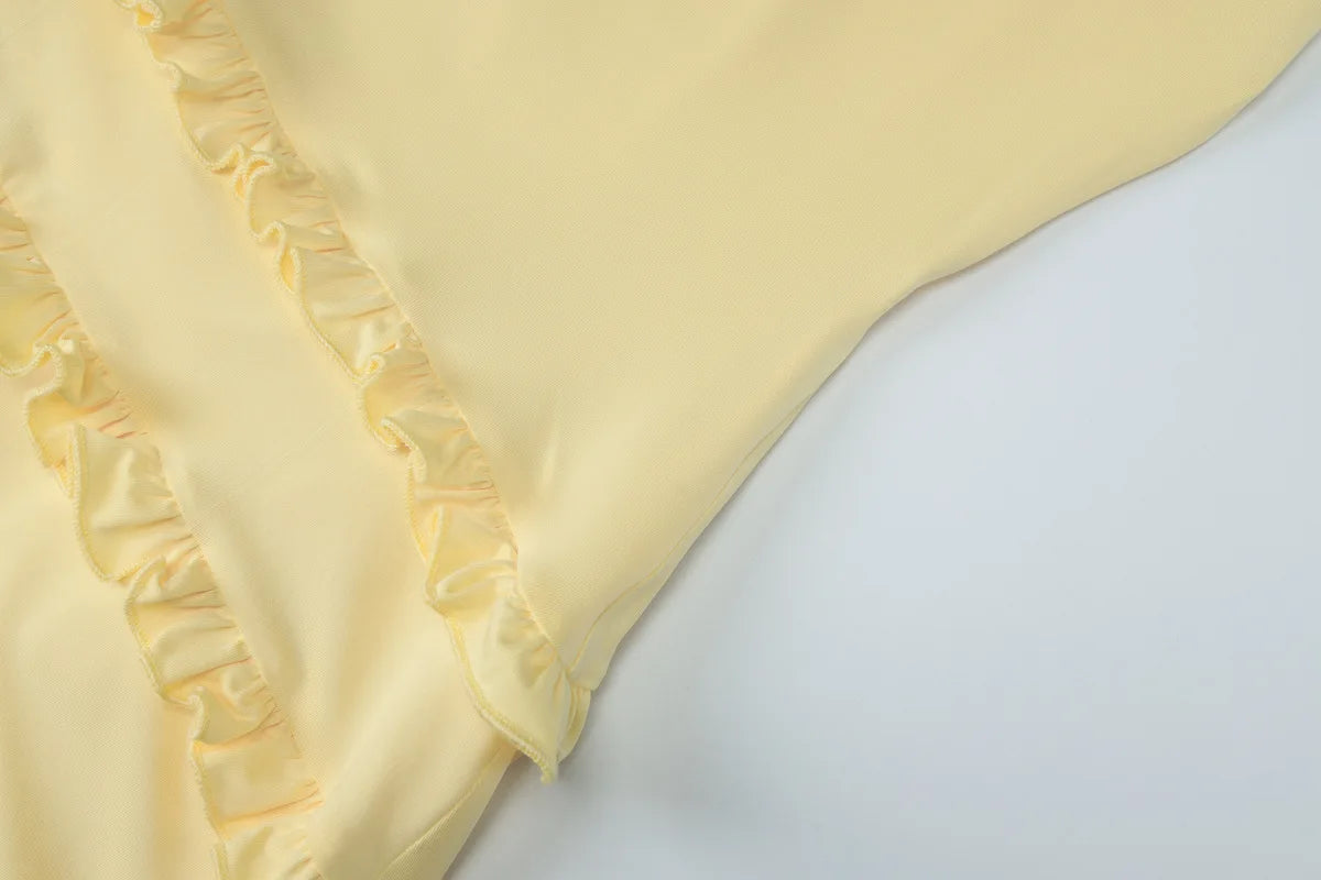 One Shoulder Maxi Dress - Backless Frill Hem Gown