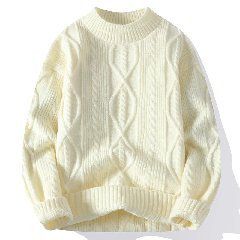 Men's Mock Neck Knitted Pullover Sweater