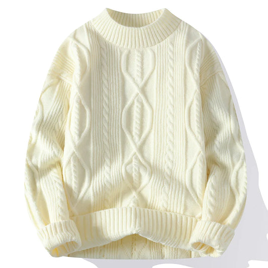 Men's Mock Neck Knitted Pullover Sweater