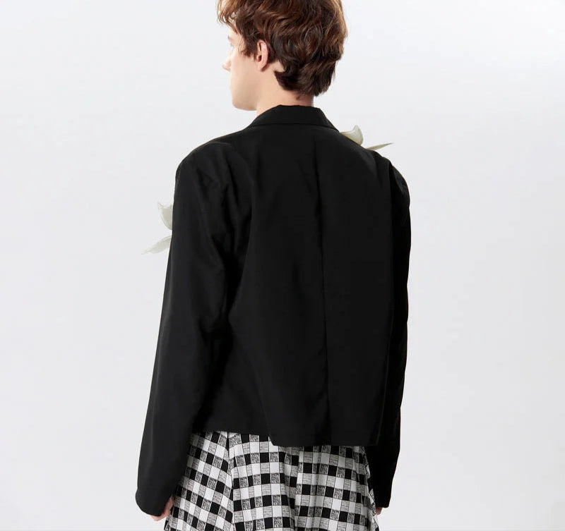 Men's Blazer Patchwork Lapel Long Sleeve Double Breasted Loose Jacket