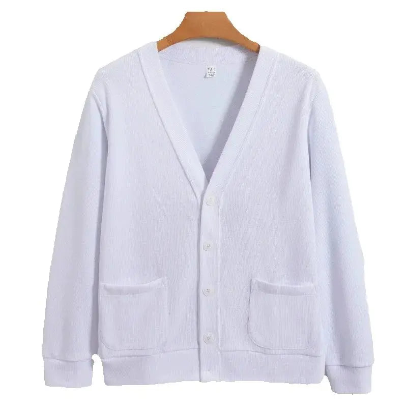 Spring Autumn Cotton V-Neck Cardigan - Smart Casual Knit Sweater Coat