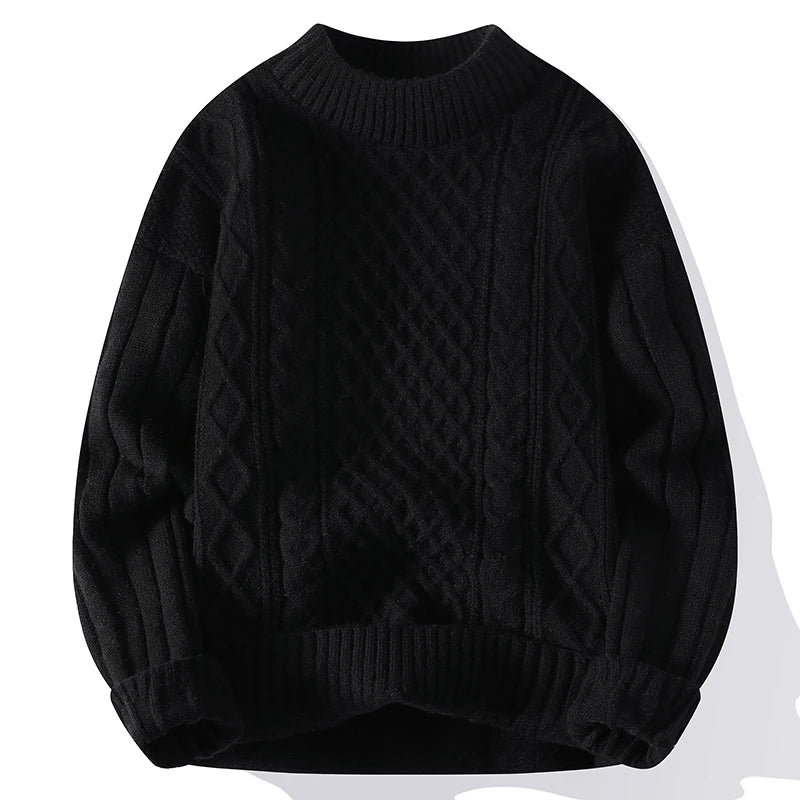 Men's Mock Neck Knitted Pullover Sweater