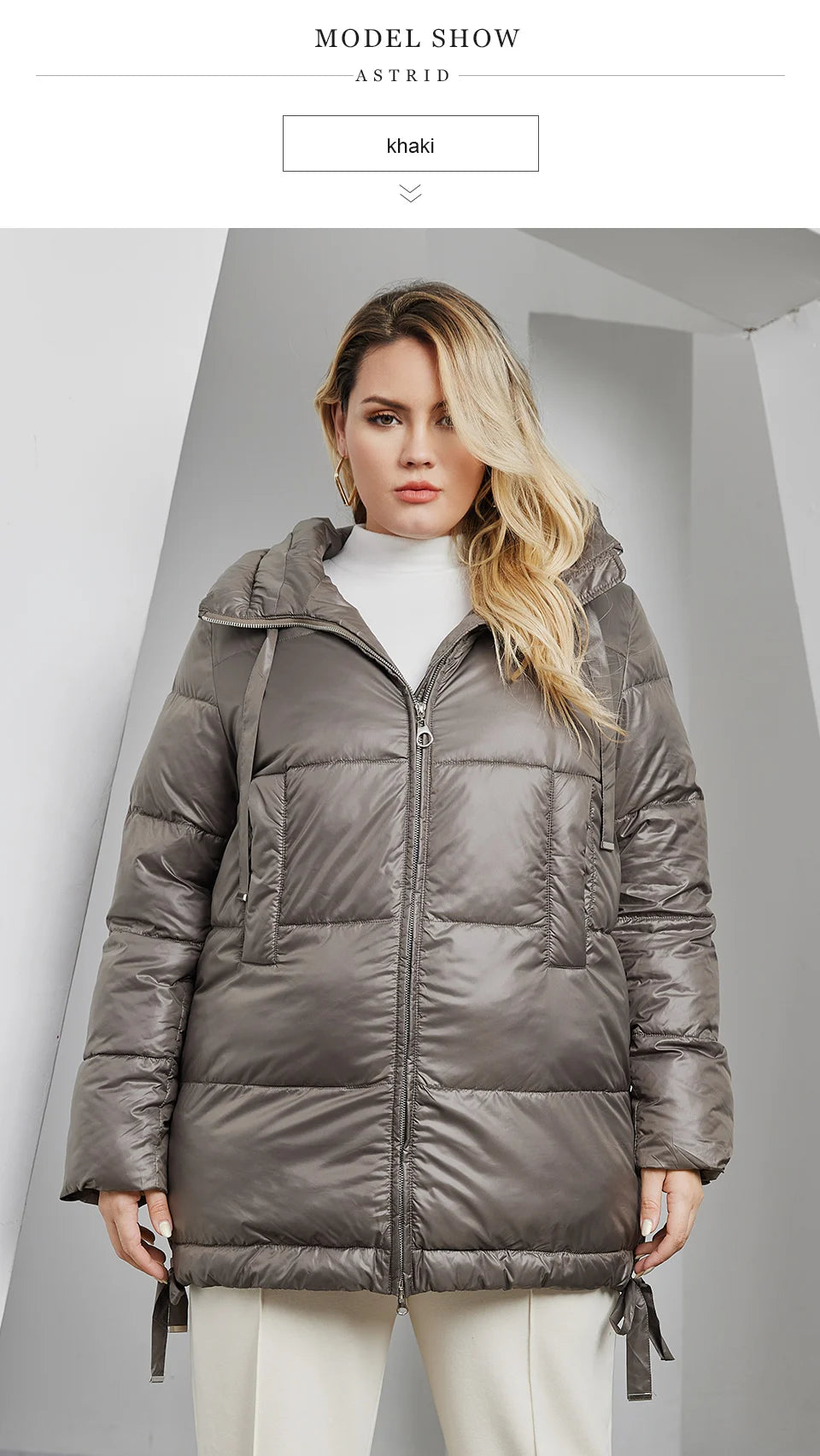 Women's Quilted Winter Parka - Plus Size Hooded Down Jacket