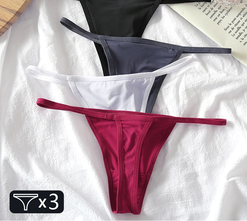 Women's Low-Rise Thong Set - 3 Pack Bikini Panties (M-XL)