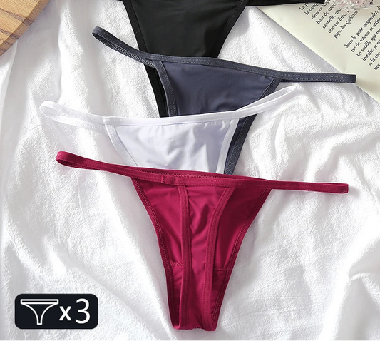 Women's Low-Rise Thong Set - 3 Pack Bikini Panties (M-XL)