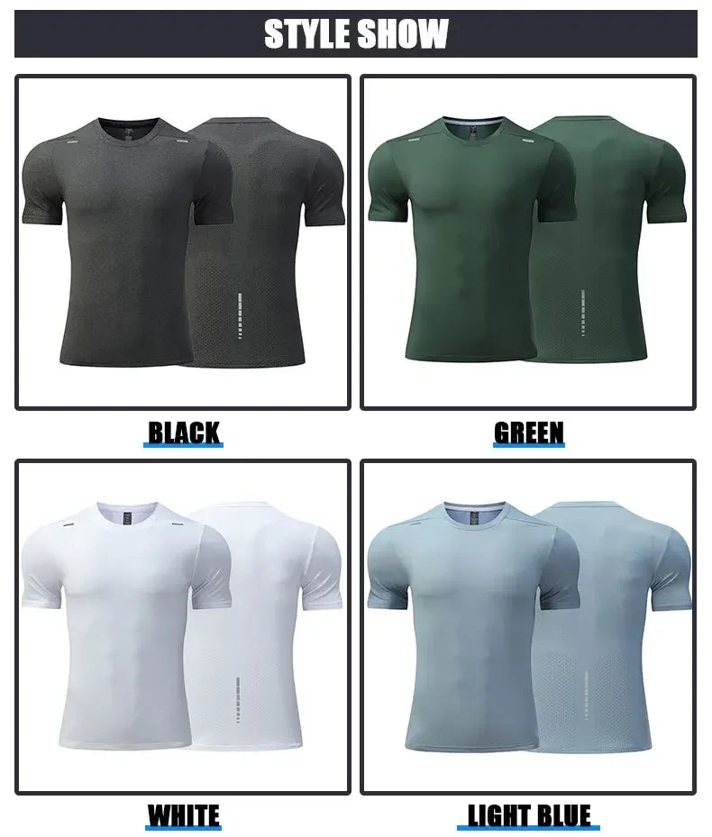 Men's Summer Loose Breathable Short Sleeve Quick Dry Running Fitness  Muscle T-Shirt