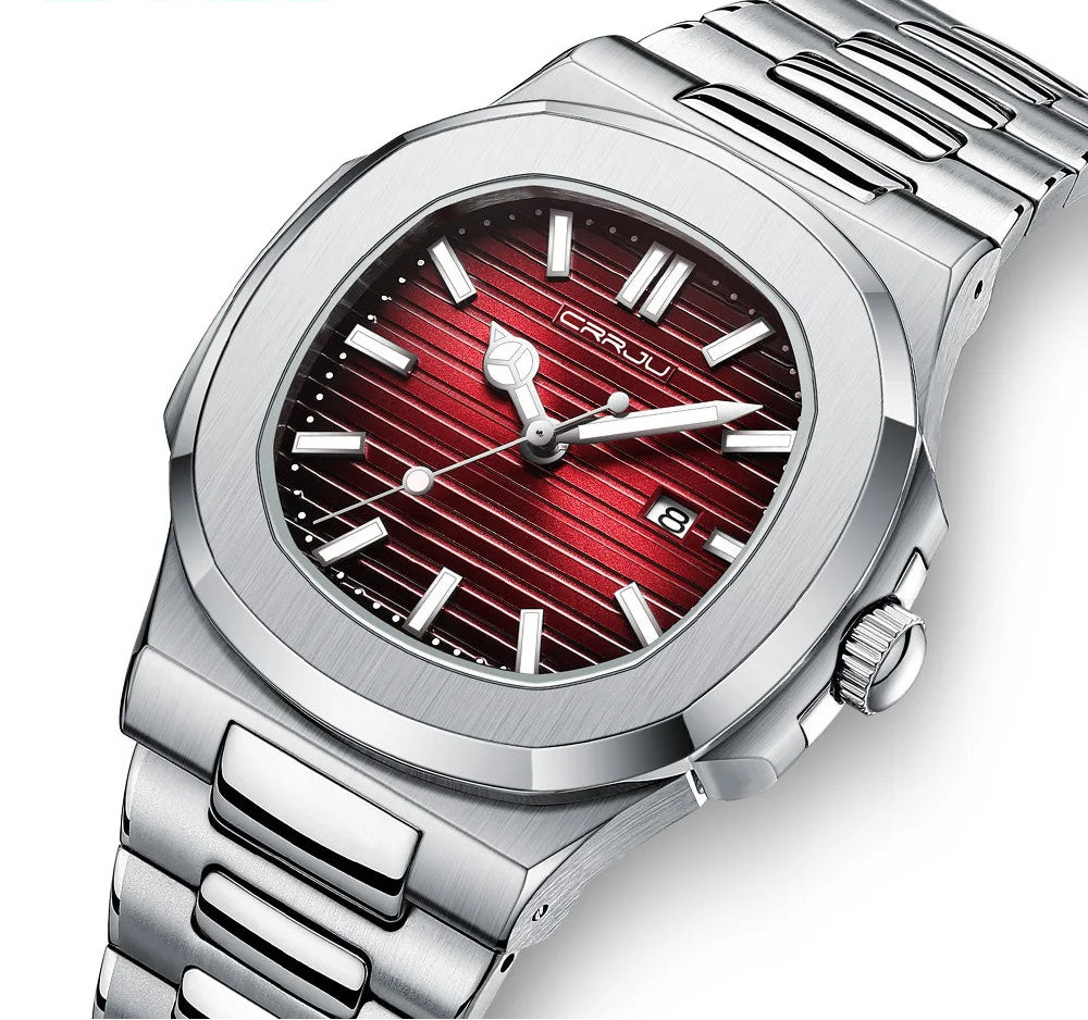 Men's Sports Watch - Square Dial Waterproof with Luminous Date Display