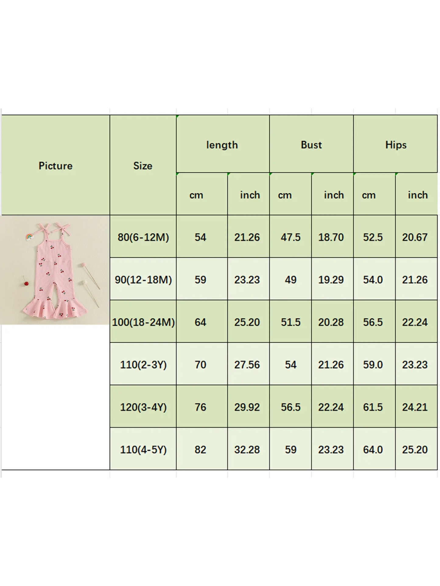 0-5Y Kids Girls Summer Jumpsuit Tie-up Spaghetti Straps Cherry Print Flare Romper Pants