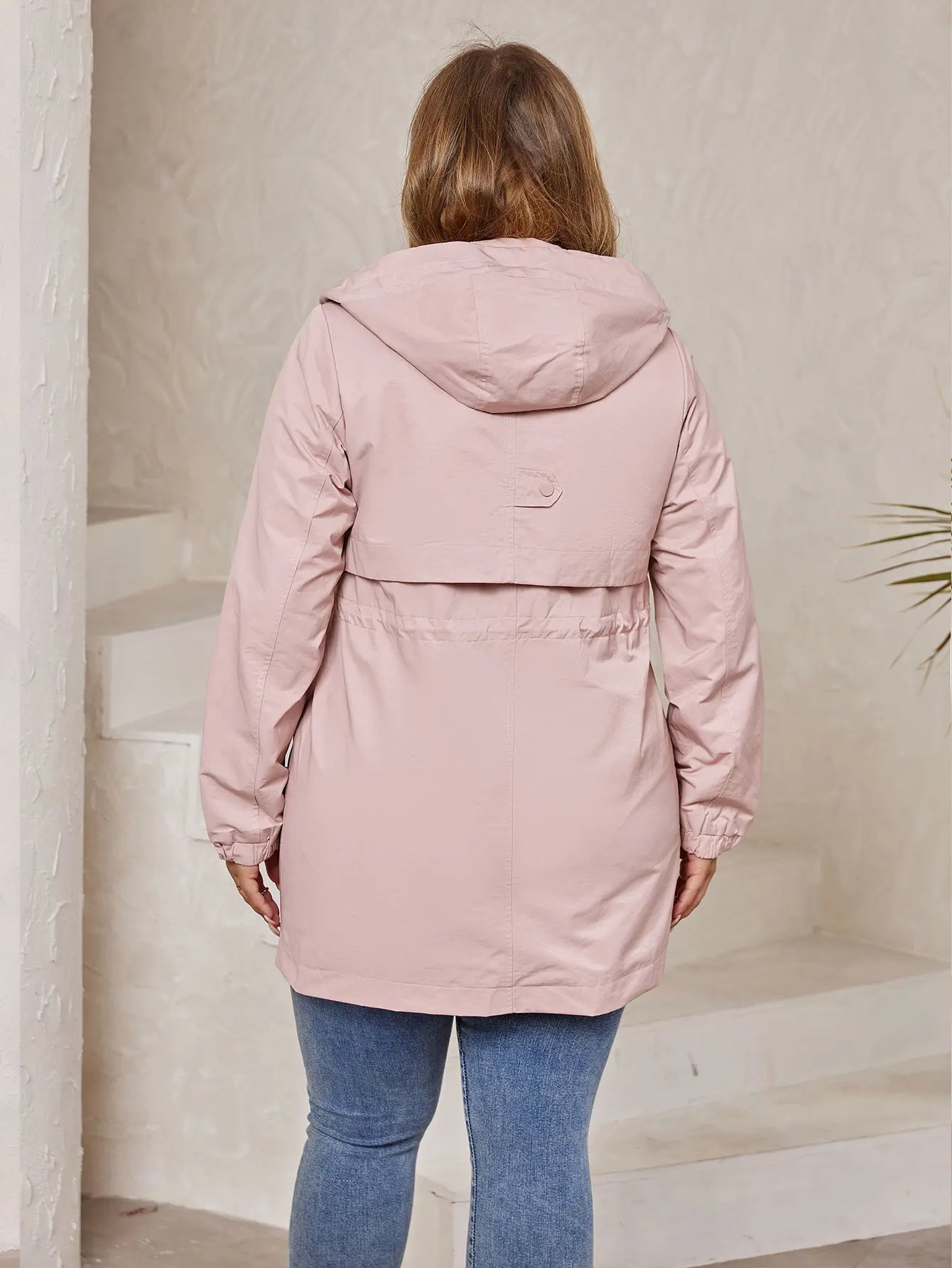 Women's Hooded Trench Coat - Plus Size Casual Windbreaker
