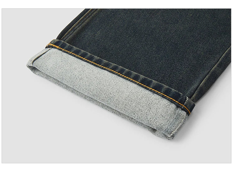Vintage Washed Whiskered Loose Fit Straight Leg Jeans - Men's Classic Casual Denim