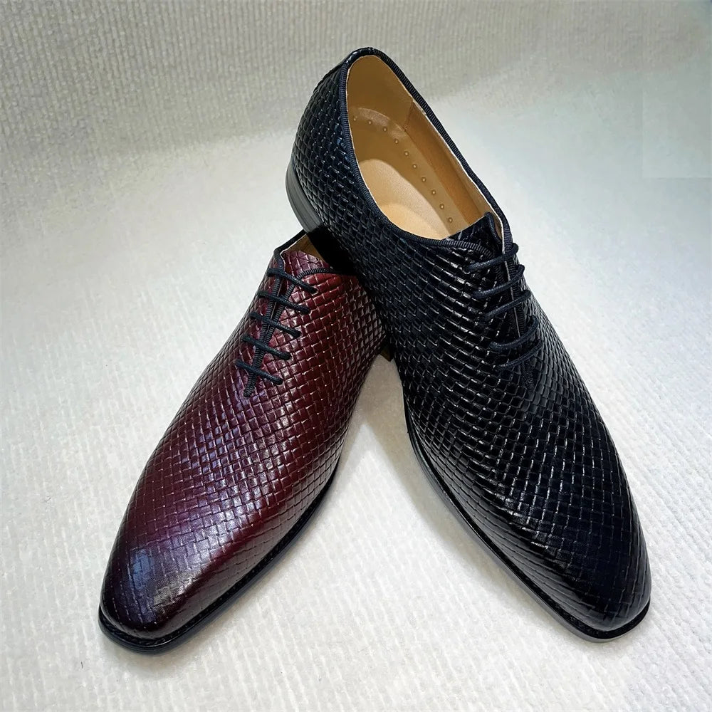 Handmade Pointed Toe Lace-Up Leather Oxford Dress Shoes