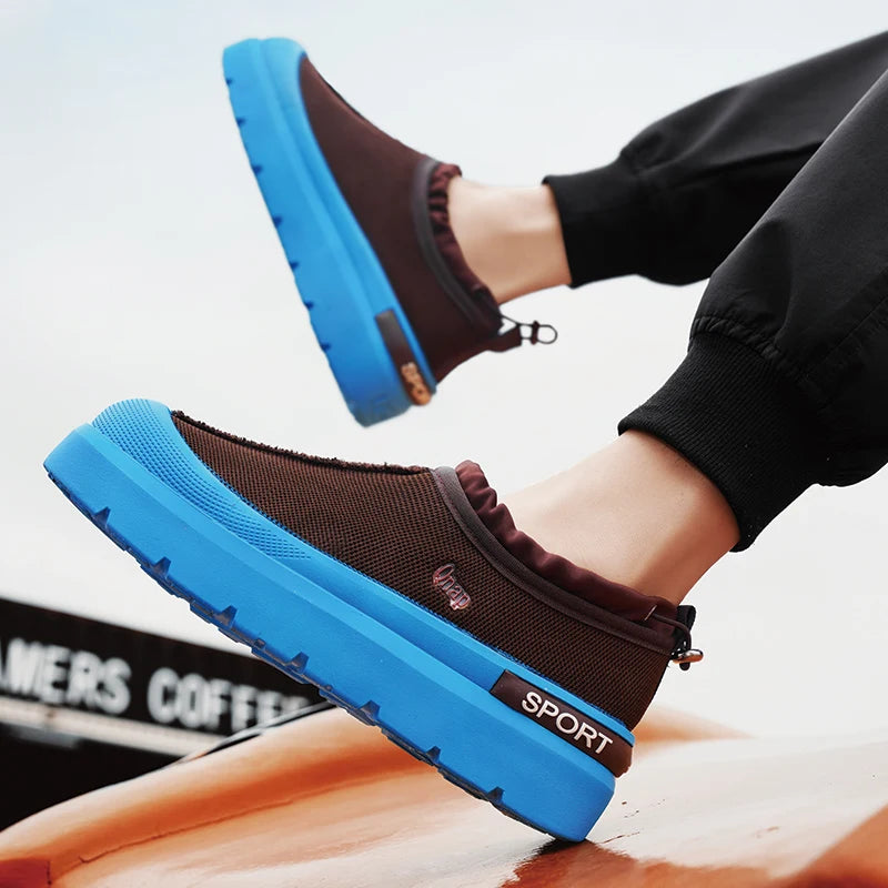 Men's Platform Vulcanized Slip-On Sneakers - Comfortable Running Tennis Shoes