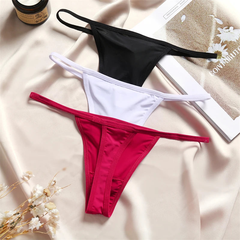 Women's Seamless Cotton Underwear - Low Waist Bikini & Thong Set
