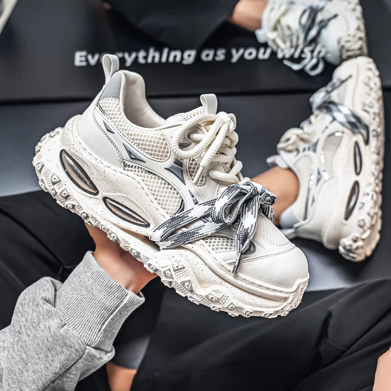 Platform Strap Sneakers - Men's Breathable Skateboard & Tennis Trainers