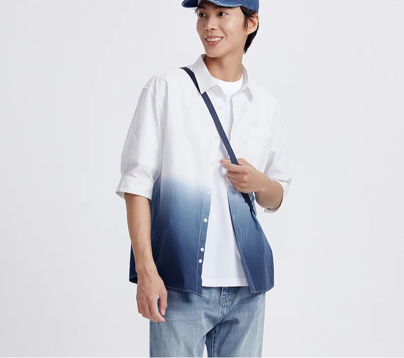 Men's Gradient Tie-Dye Shirt - Summer Designer Mid Sleeve Casual Top