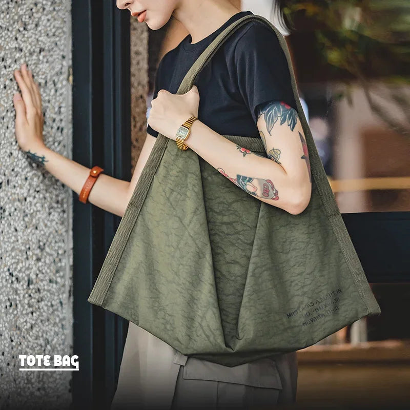 Women's Vintage Nylon Handbags Large Capacity Waterproof Shoulder Bag Retro Tote Bag