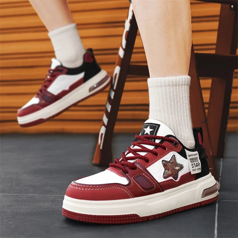 Men's Casual Stars Platform Crystal Fish  Skateboard Sports Sneakers