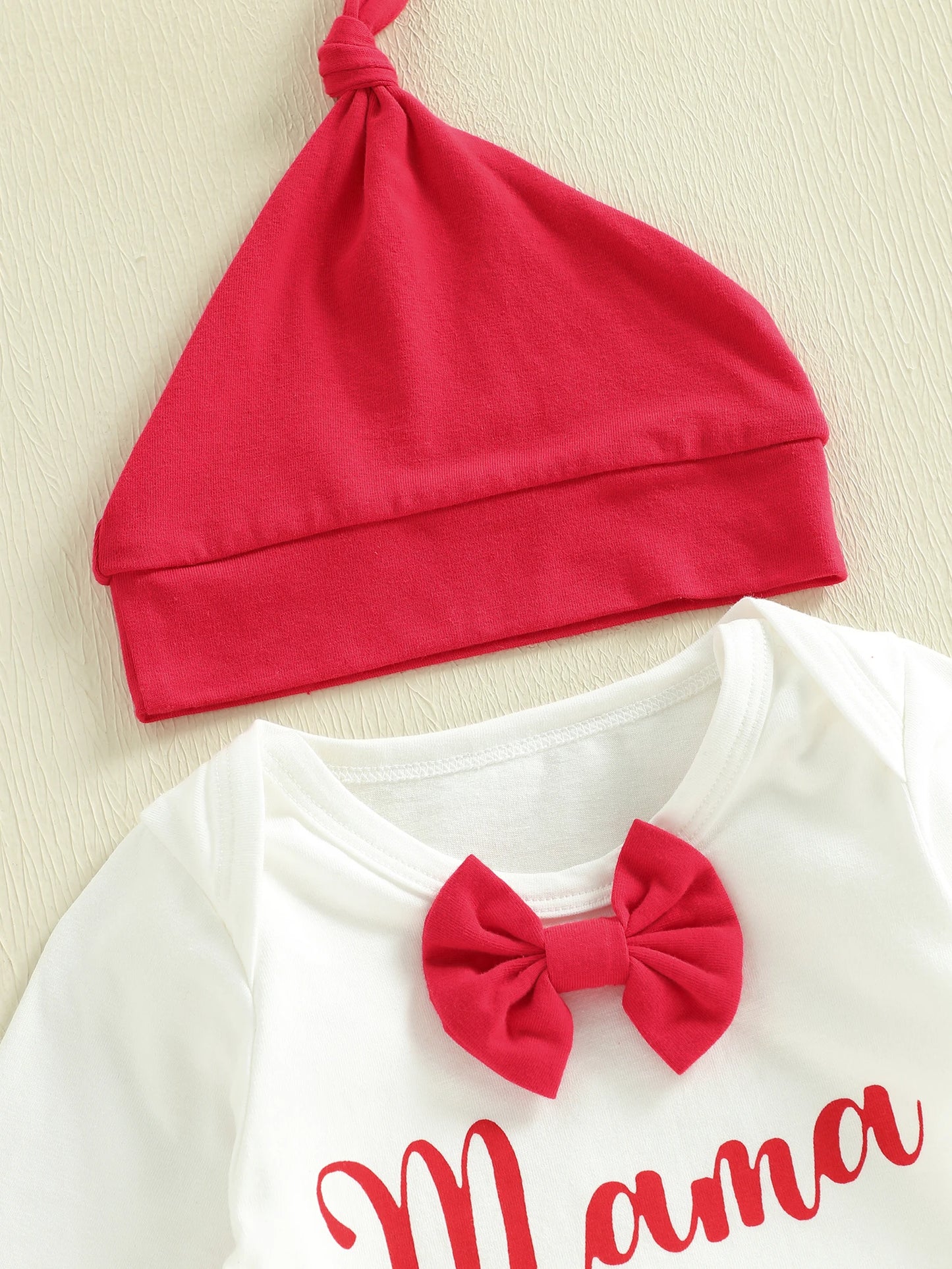 Valentine's Day Baby Boy 3-Piece Outfit Set - Heart Print Romper, Pants & Hat