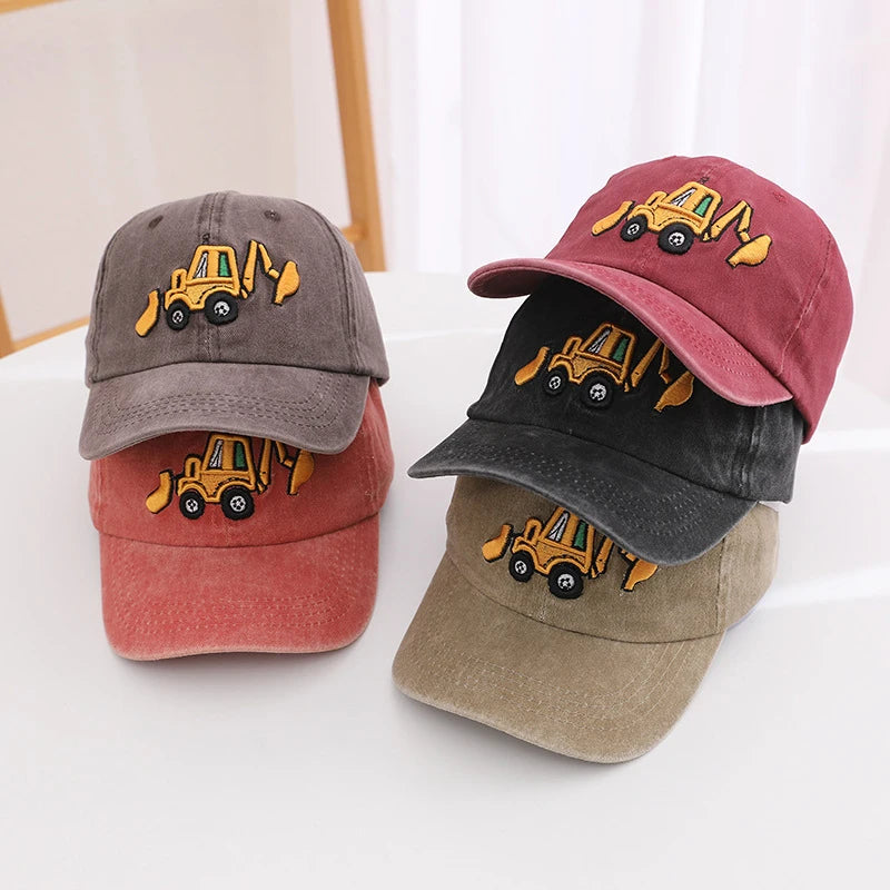 Children's Toddler Excavator Embroidery Adjustable Kids Baseball Hat