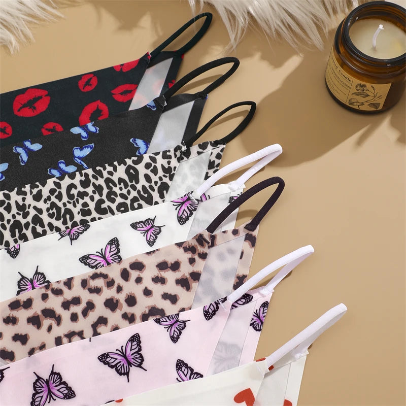 Women's Seamless Silk Underwear 3-Piece Set - Leopard Print Low-Waist Briefs