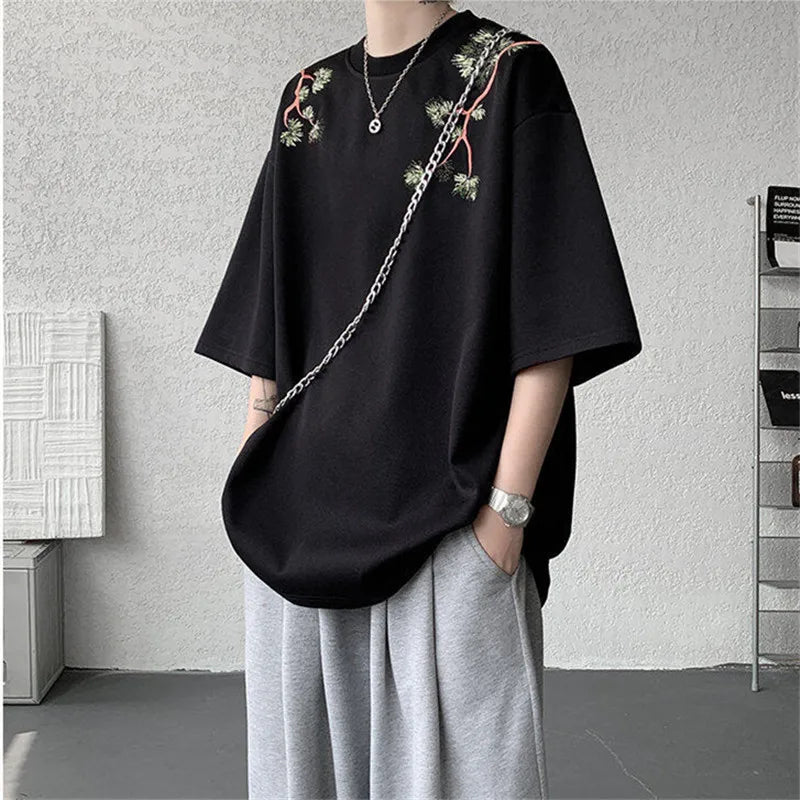 Men's Summer Half Sleeve Print Round -Neck Loose Casual T-Shirt