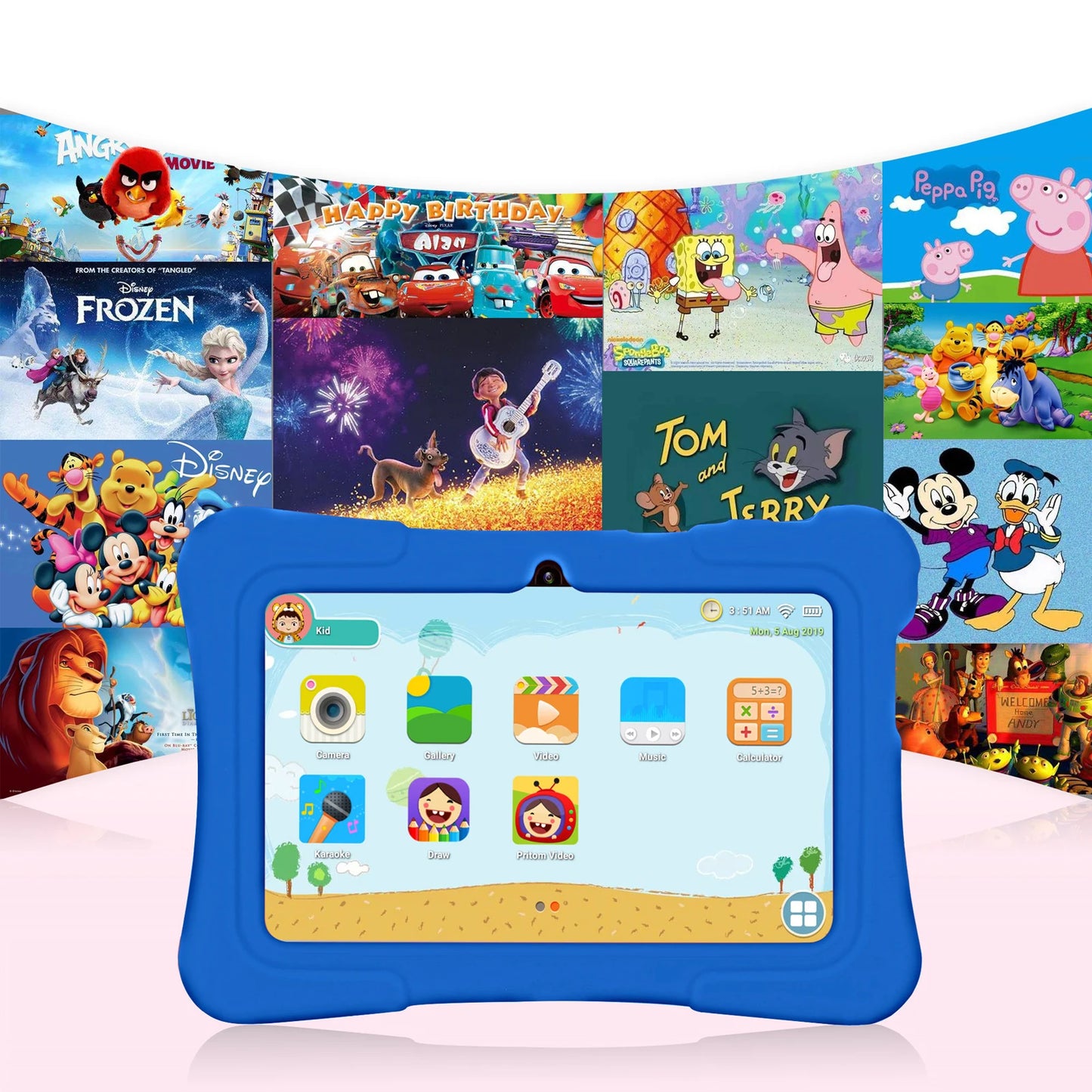 PRITOM 7 Inch Kids Tablet Quad Core Android 10 32GB WiFi Bluetooth Educational Software Installed