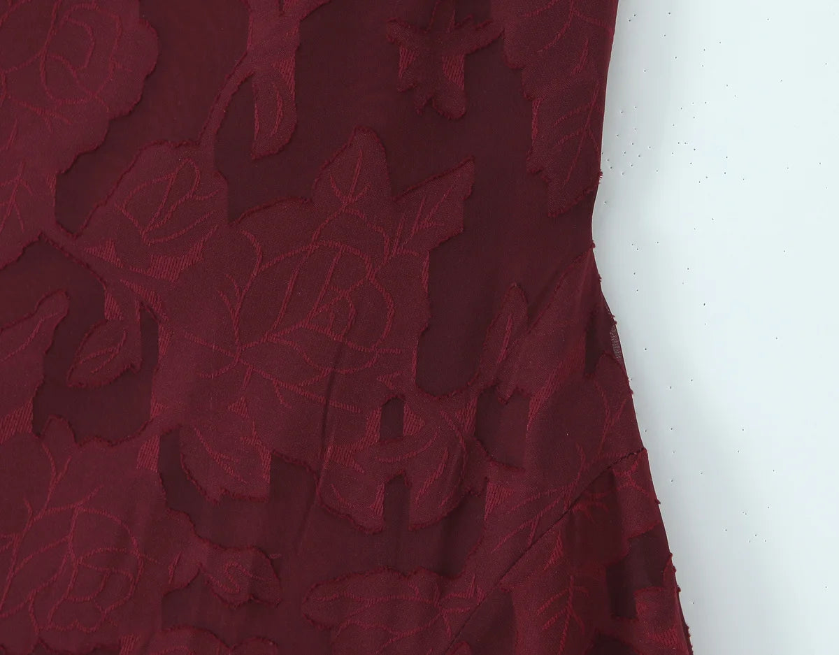 Backless Bandage Evening Dress - Elegant Jacquard A-Line Maxi Dress