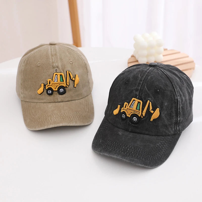 Children's Toddler Excavator Embroidery Adjustable Kids Baseball Hat