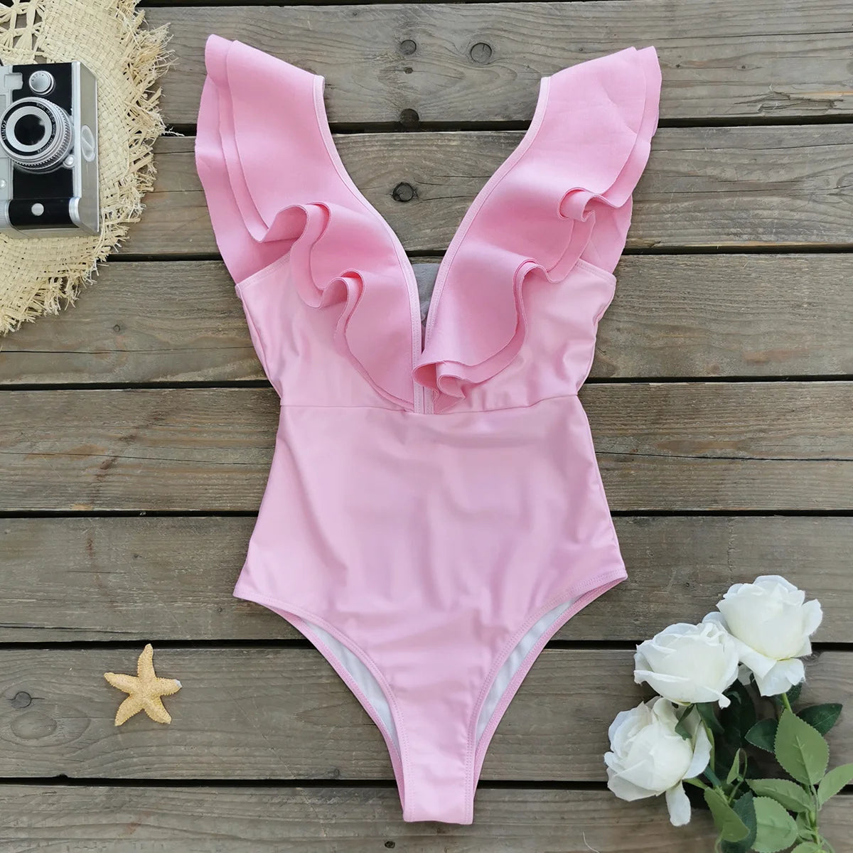 Women's  Ruffle Print Floral One Piece Swimsuit