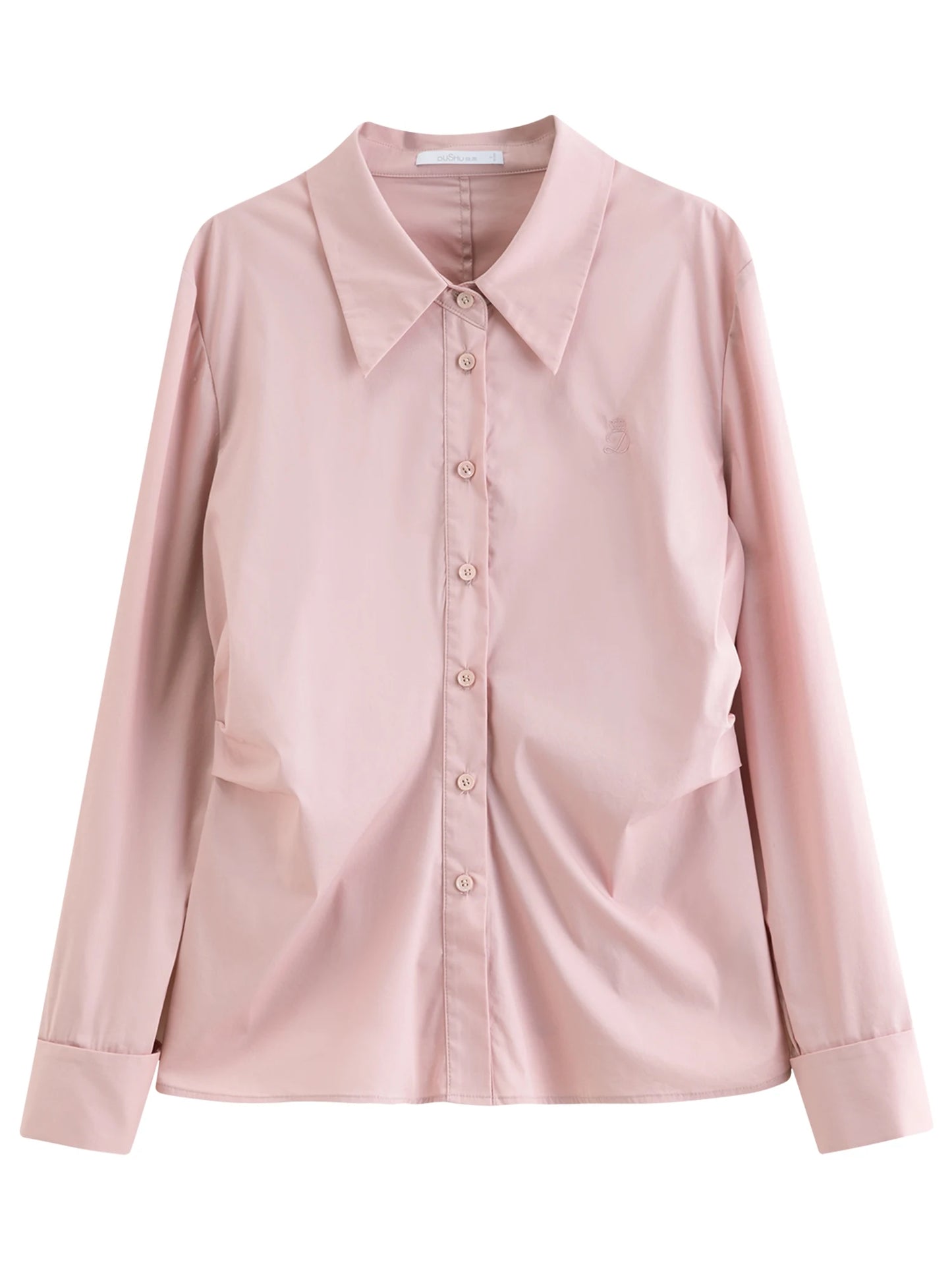 Pleated Tie-Waist Shirt & A-Line Skirt Suit - Tricolour Two-Piece