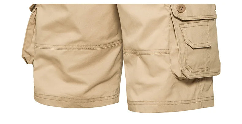 Men's Cotton Cargo Shorts - Multi Pocket Knee Length Summer Shorts