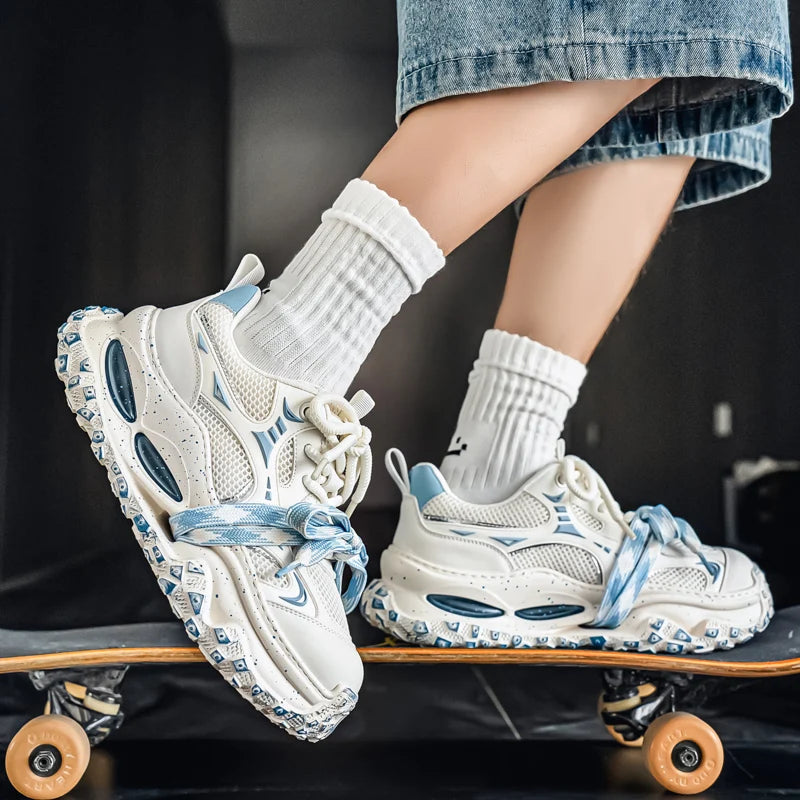 Platform Strap Sneakers - Men's Breathable Skateboard & Tennis Trainers