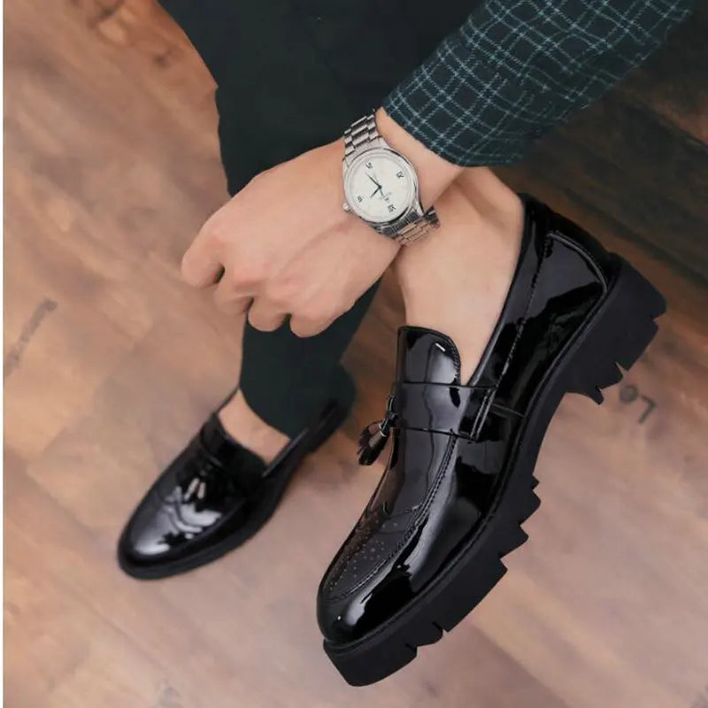 Men's tassel Leather Moccasins Loafer Shoes