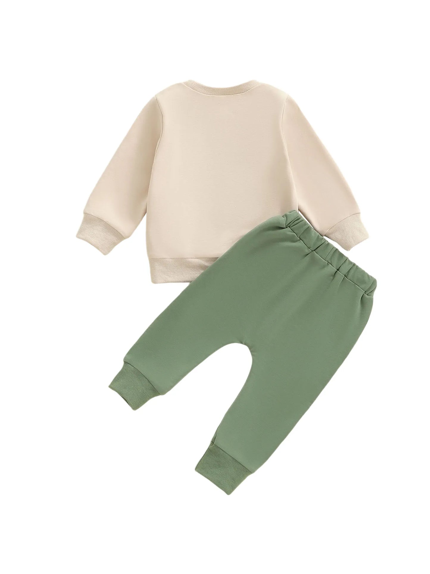 Infant Baby Boys Fall Winter Clothes Set - Fruit Letters Embroidery Long Sleeve Pullover Sweatshirt & Solid Pants