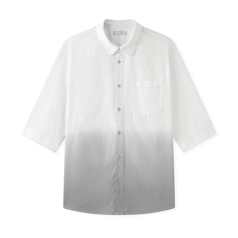 Men's Gradient Tie-Dye Shirt - Summer Designer Mid Sleeve Casual Top