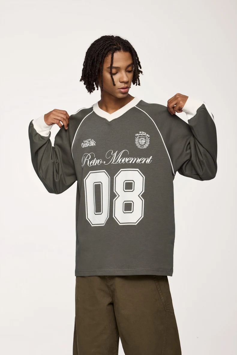 Unisex Graphic Football Jersey Loose Fit Long-sleeved sportswear T-Shirt