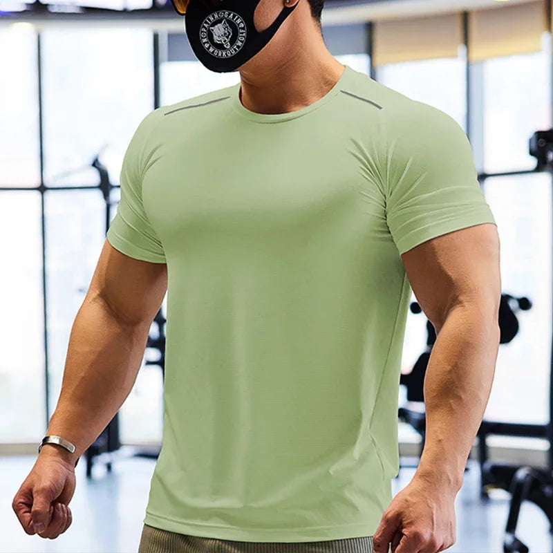 Men's Short Sleeve Sport Athletics Running Top Quick Dry Gym Wear T-Shirt
