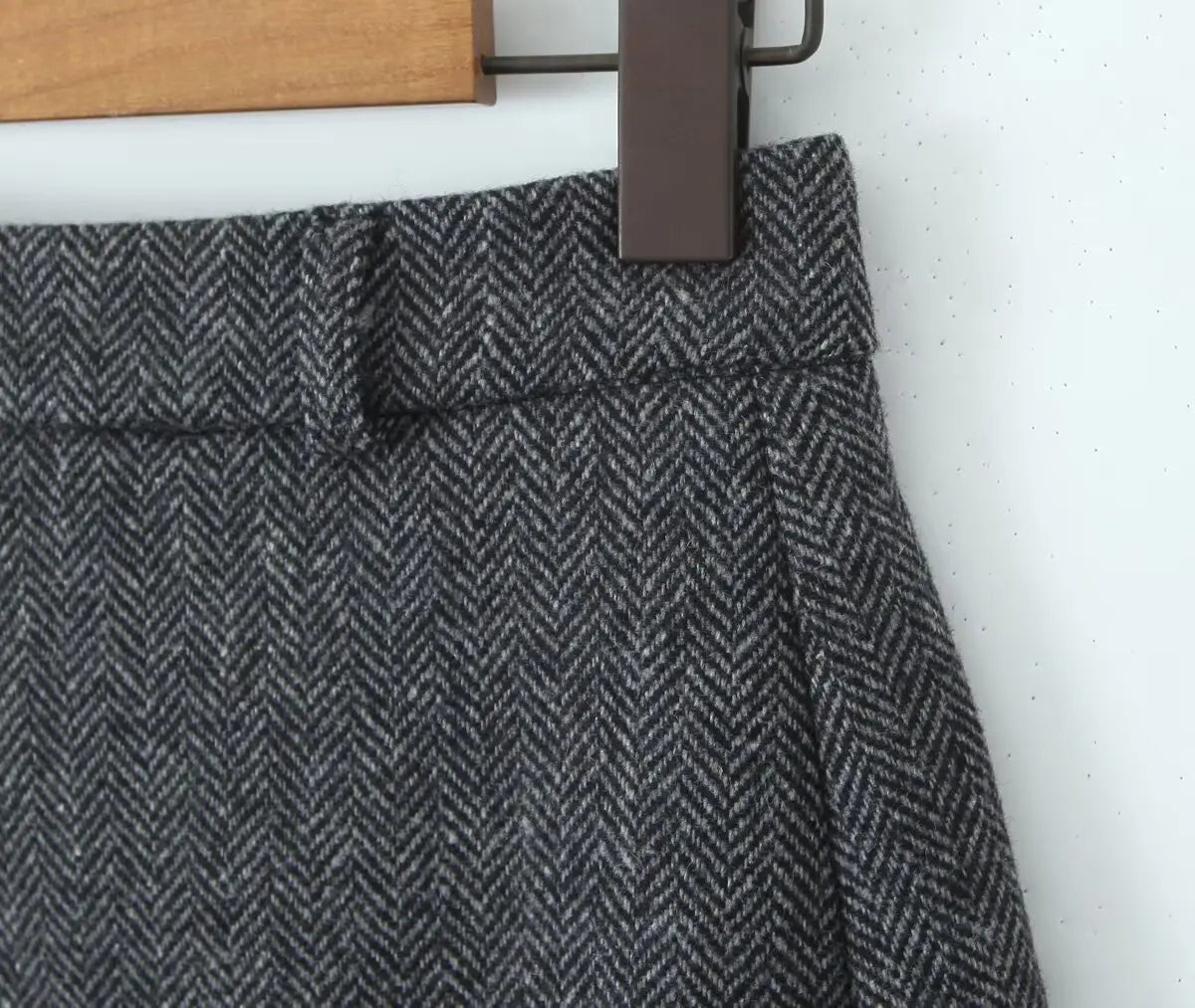 Vintage High Waist Woolen A-Line Mini Skirt - Elegant Office Wear Skirt