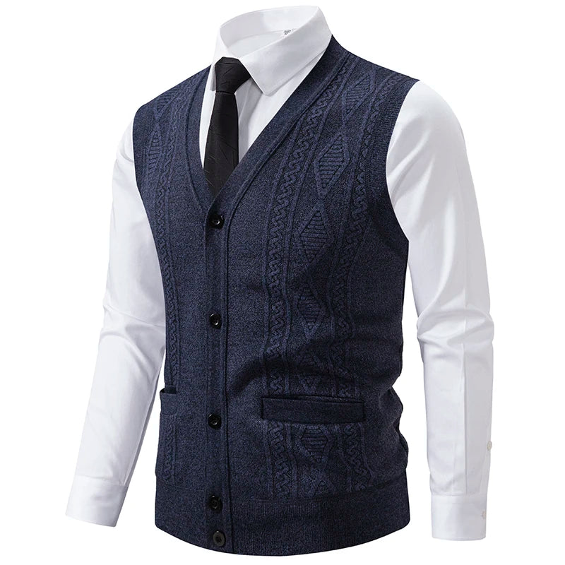 Men's Slim Fit Knit Vest - V-Neck Sleeveless Waistcoat Smart Casual