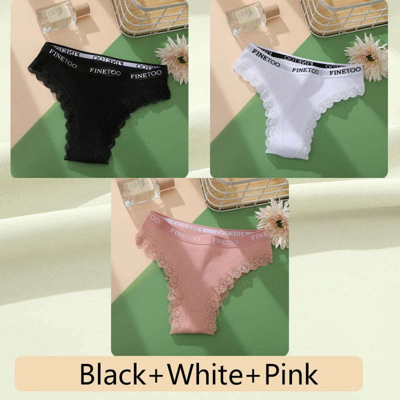 Women's Cotton Lace Low Waist Underwear Thongs G-String Lingerie